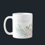 Taza De Café Florencia de color de agua rústico en la criada ve<br><div class="desc">Flores de acuarela rusticas en el café de la dama de honor verde. Mug. floral pintada a mano. Botánica romántica invitaciones a bodas florales. Bodas primaverales. boda formal. boda. boda elegante. boda romántico</div>