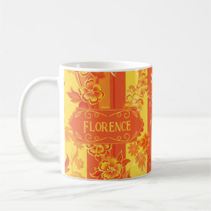 Taza De Café Florencia Floral amarilla y Naranja