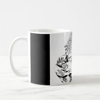 Taza De Café Florencia surrealista galesa - blanco y negro