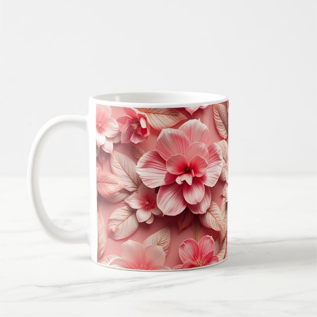 Taza De Café Flores 3D (Izquierda)