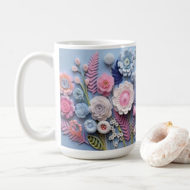 Taza De Café Flores 3D (Con donut)