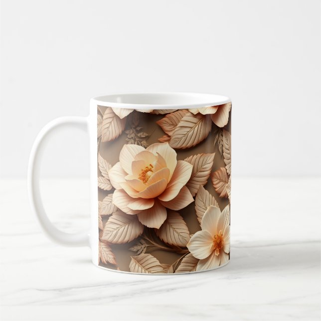 Taza De Café Flores 3D (Izquierda)