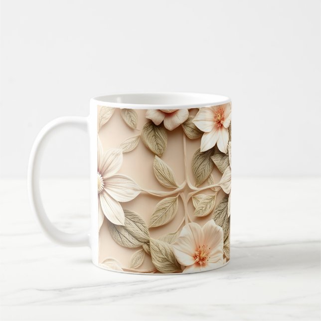 Taza De Café Flores 3D (Izquierda)