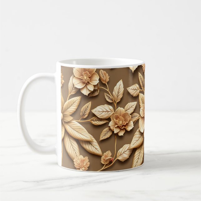 Taza De Café Flores 3D (Izquierda)