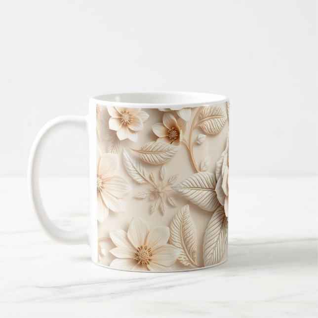 Taza De Café Flores 3D (Izquierda)