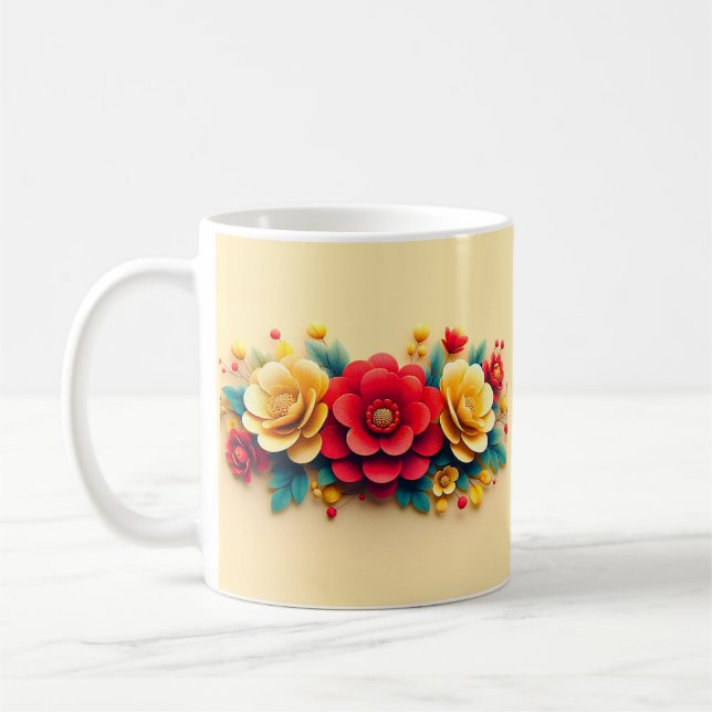 Taza De Café Flores 3D lindas (Izquierda)