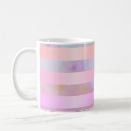 Taza De Café Flores abstractas de arcoíris con rayas en acuarel