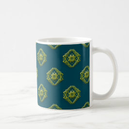 Taza De Café Flores abstractas de oro en el azul prusiano