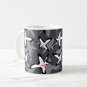 Taza De Café Flores abstractas modernas grises rosadas