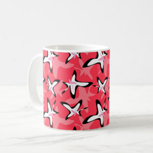 Taza De Café Flores abstractas modernas rosadas y negras
