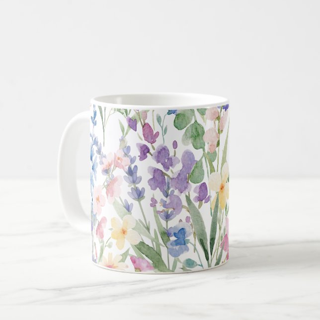 Taza De Café Flores Acuarela Coloridas (Anverso izquierdo)