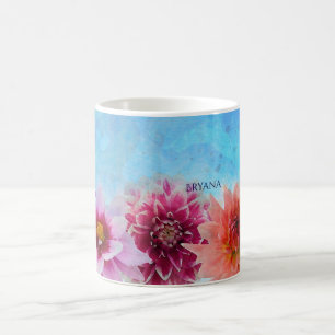 Taza De Café Flores Acuarela Modernas Florales Elegantes