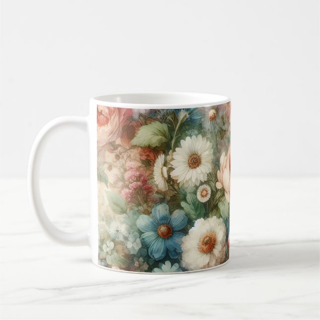 Taza De Café Flores acuarelas de bonito (Izquierda)