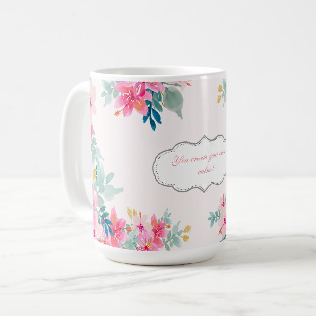 Taza De Café Flores acuáticas de moda,Mensaje motivacional (Anverso izquierdo)