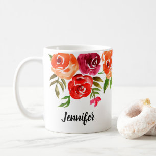 Taza De Café Flores acuáticas de moda personalizadas