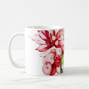 Taza De Café Flores acuáticas de poinsettia roja feriado de inv