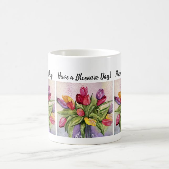 Taza De Café Flores acuáticas de Tulipanes multicolores (Centro)