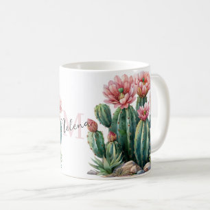 Taza De Café Flores acuáticas del desierto cactus.