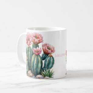 Taza De Café Flores acuáticas del desierto cactus.