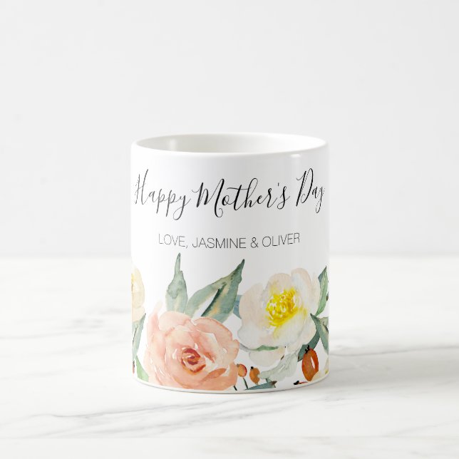 Taza De Café Flores acuáticas del Día de la Madre Feliz (Centro)