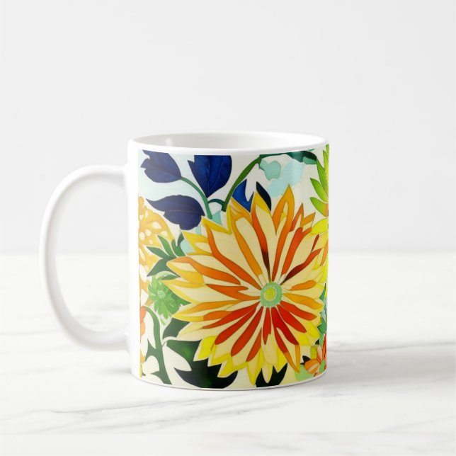 Taza De Café Flores acuáticas en rosa y amarillo (Izquierda)