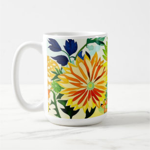 Taza De Café Flores acuáticas en rosa y amarillo