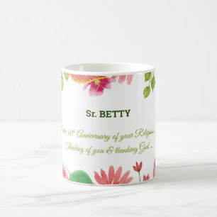 Taza De Café Flores acuáticas religiosas en el 60° aniversari