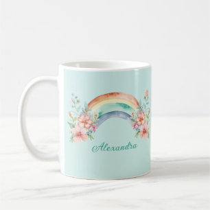Taza De Café Flores acuáticas y arcoiris de bonito