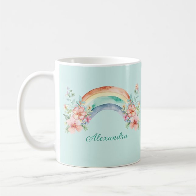 Taza De Café Flores acuáticas y arcoiris de bonito (Izquierda)