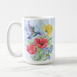 Taza De Café Flores acuáticas y colibríes de bonito