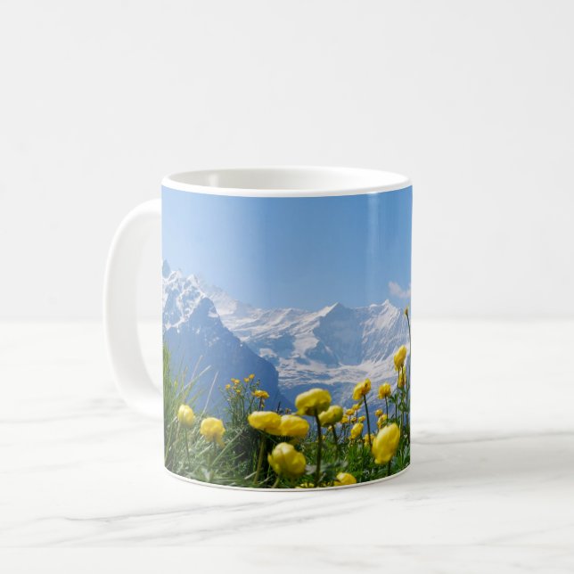 Taza De Café Flores | Alpes suizos Eiger Monch (Anverso izquierdo)