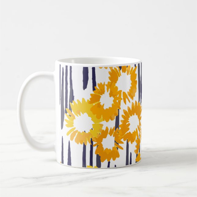 Taza De Café Flores amarillas: cosecha pintada a mano (Izquierda)