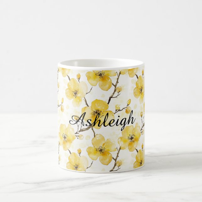 Taza De Café Flores amarillas de oro (Centro)
