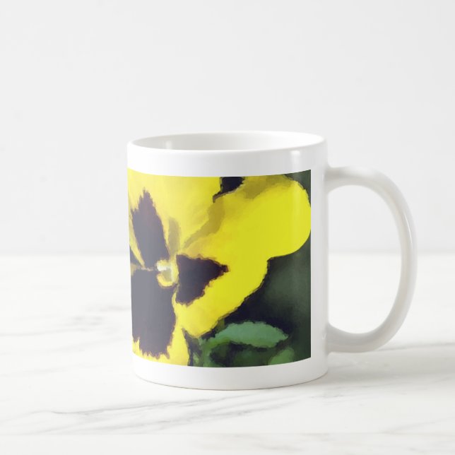 Taza De Café Flores amarillas del pensamiento (Derecha)