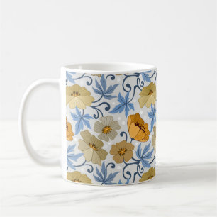 Taza De Café Flores amarillas: diseño textil sin foco