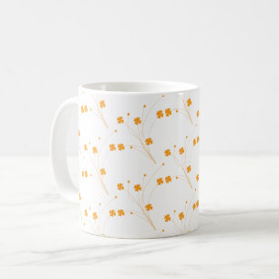 Taza De Café Flores amarillas doradas, pequeña impresión floral