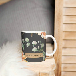 Taza De Café Flores amarillas modernas y regalo personalizado d