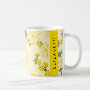 Taza De Café Flores Amarillas, Patrón De Flores, Tu Nombre