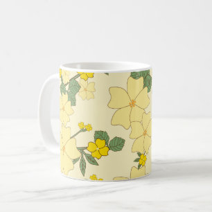 Taza De Café Flores Amarillas, Patrón Floral, Patrón De Flores
