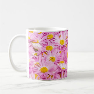 Taza De Café Flores Amarillas Rosadas fondo transparente