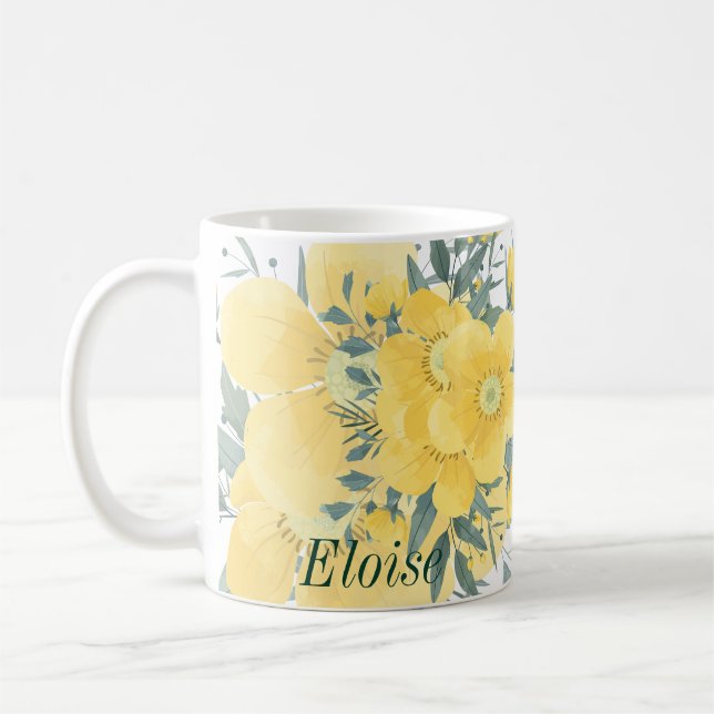 Taza De Café Flores amarillas y soleadas (Izquierda)