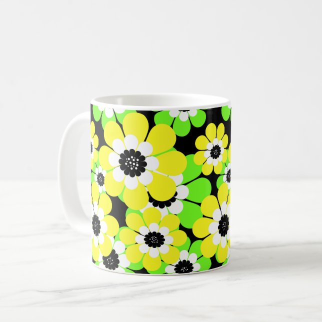 Taza De Café Flores amarillo verde (Anverso izquierdo)
