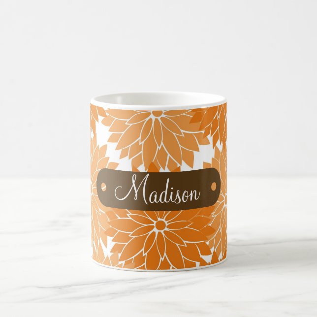 Taza De Café Flores anaranjados conocidos personalizados (Centro)