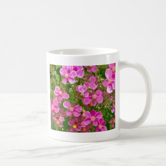 Taza De Café Flores anémicas japonesas rosadas (Derecha)