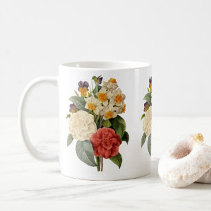 Taza De Café Flores antiguas, camelias y narcisos, Redoute
