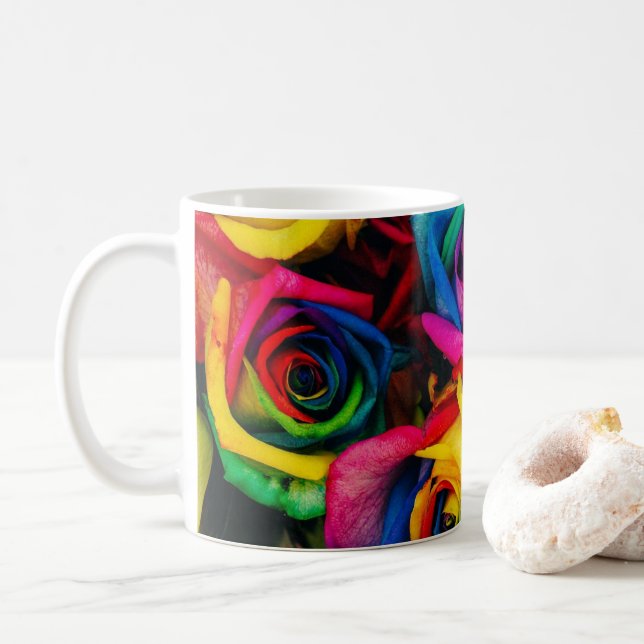 Taza De Café Flores arcoiris (Con donut)