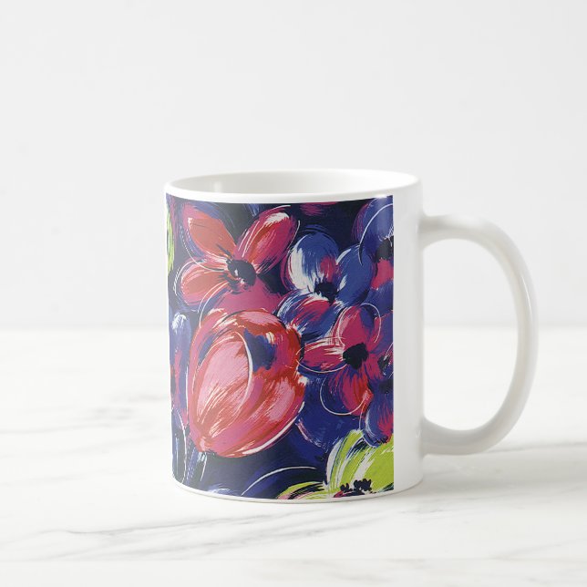 Taza De Café Flores Art Déco Antiguas, Textil Floral de Tulipan (Derecha)
