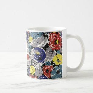 Taza De Café Flores Art Deco Vintage, Patrón Floral de Rosas