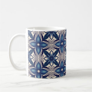 Taza De Café Flores Azul Hielo