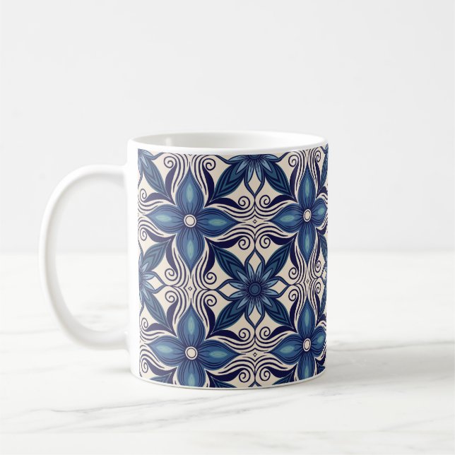 Taza De Café Flores Azul Hielo (Izquierda)